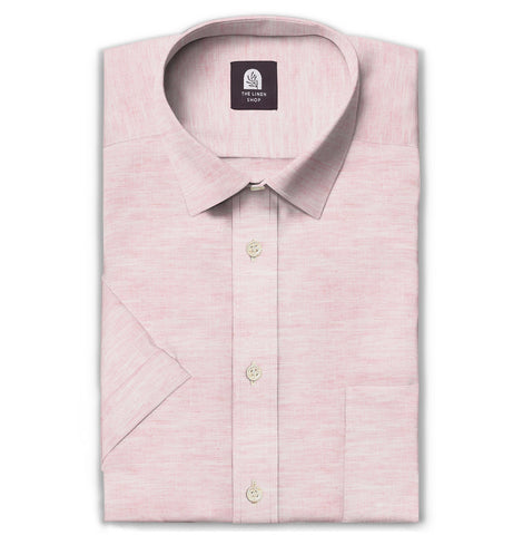 Short Sleeve Linen Shirt in Pale Pink