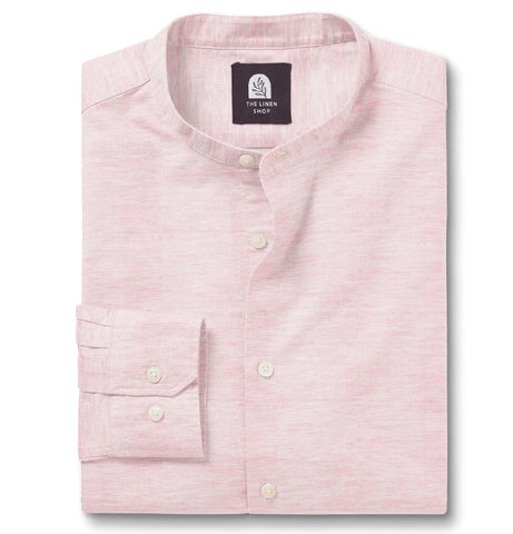 Pure Linen - Band Collar - Pale Pink