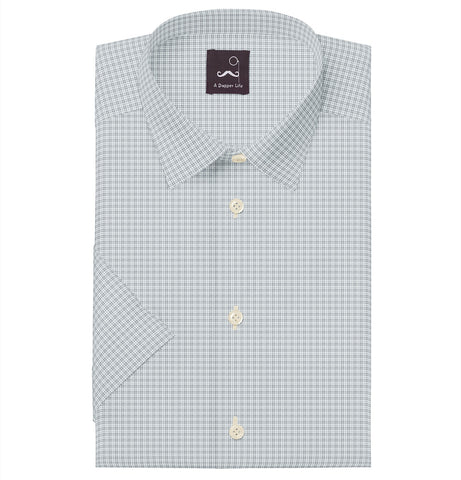 Pure Cotton - Short Sleeve - Gray Houndstooth Print