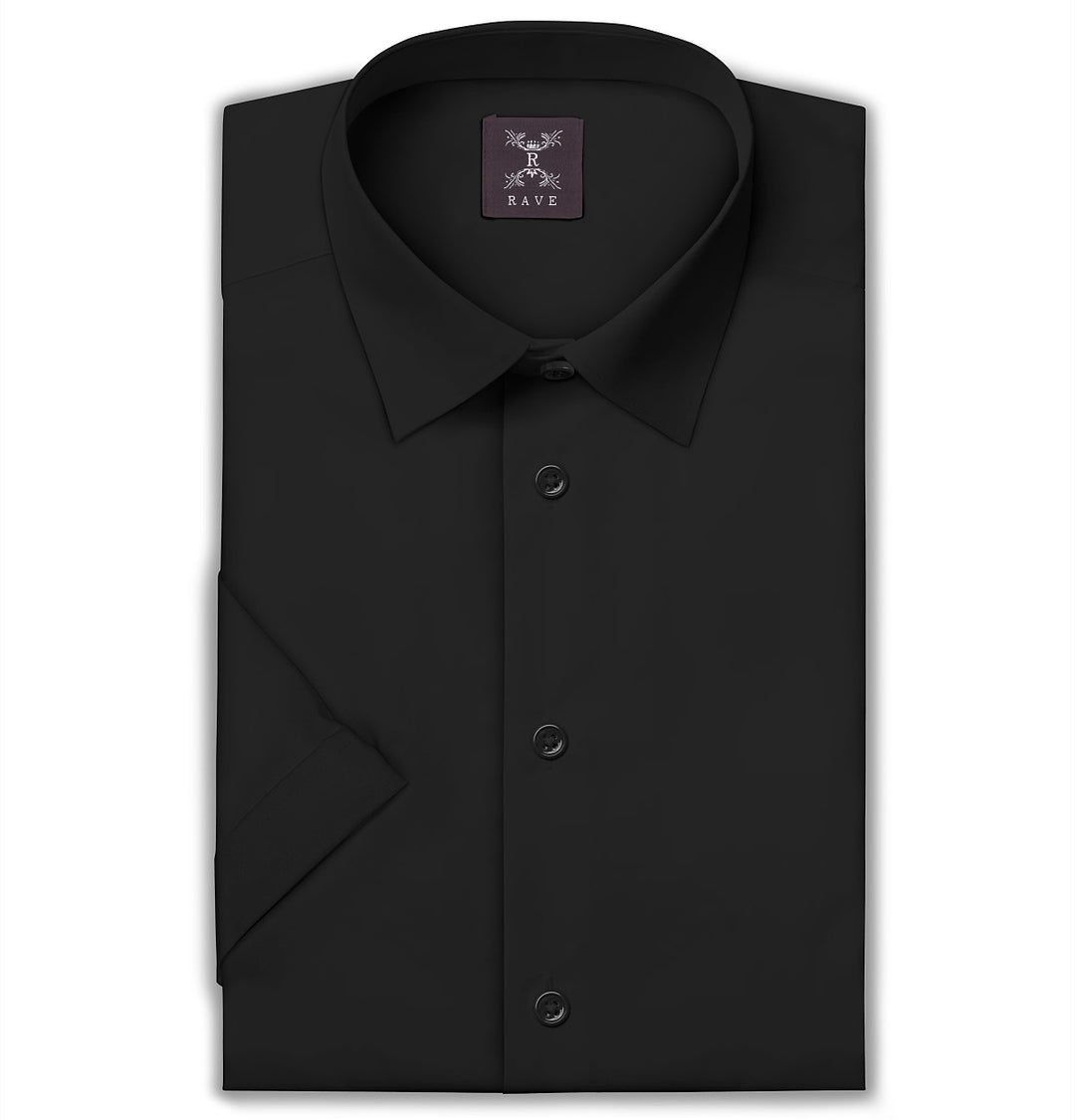 Airthreads Men's Shirt, Short Sleeve, Wrinkle-resistant Cotton Lycra, Black,  Tailored Fit
