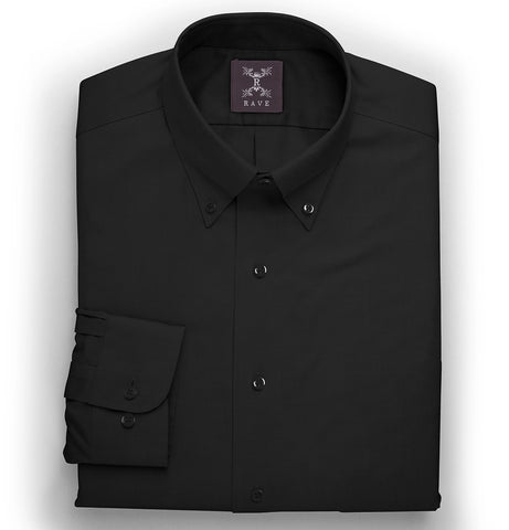 Wrinkle-resistant - Button-Down - Cotton-Lycra Shirt - Long Sleeve - Black