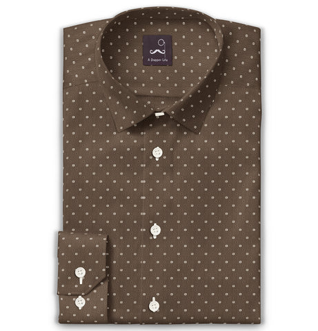 Pure Cotton - Long Sleeve - Brown Geometric Print