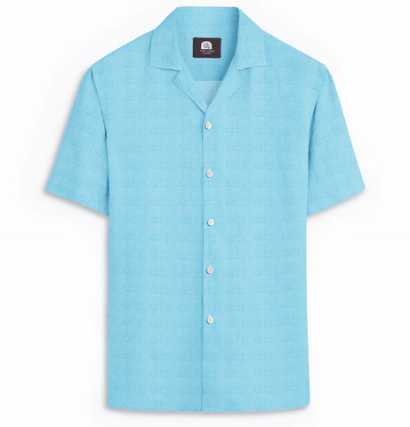 Camp Collar Linen Shirt in Aqua