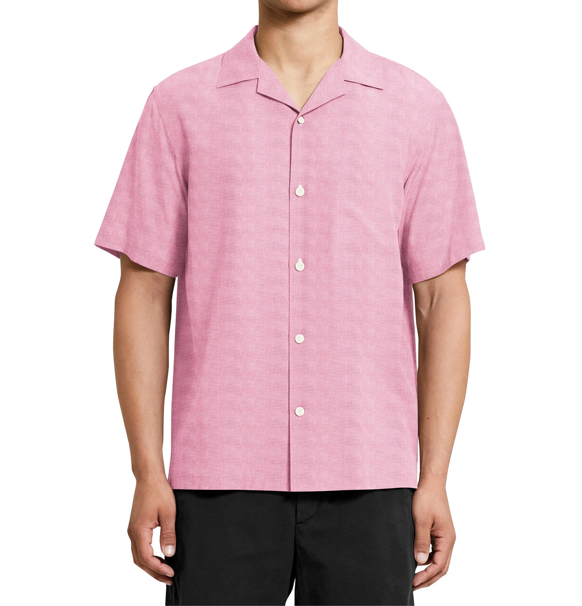 Airthreads Men's Shirt, Linen, Camp Collar, Pink, Tailored Fit