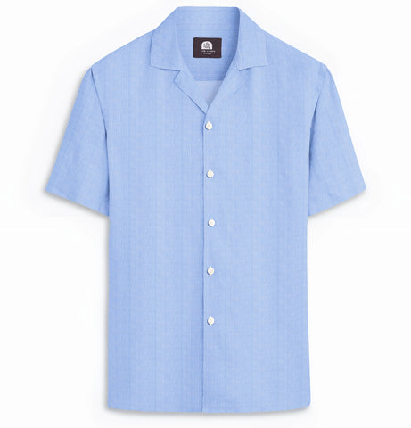 Camp Collar Linen Shirt in Sky Blue