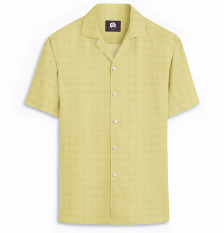 Camp Collar Linen Shirt in Light Yellow