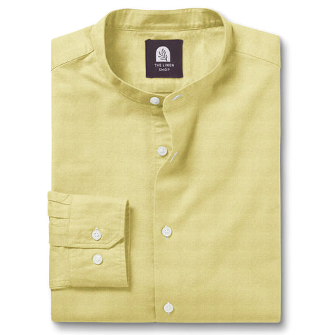 Pure Linen - Band Collar - Light Yellow