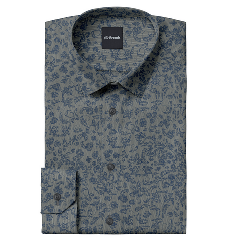 Long Sleeve Cotton Shirt - Brown Floral