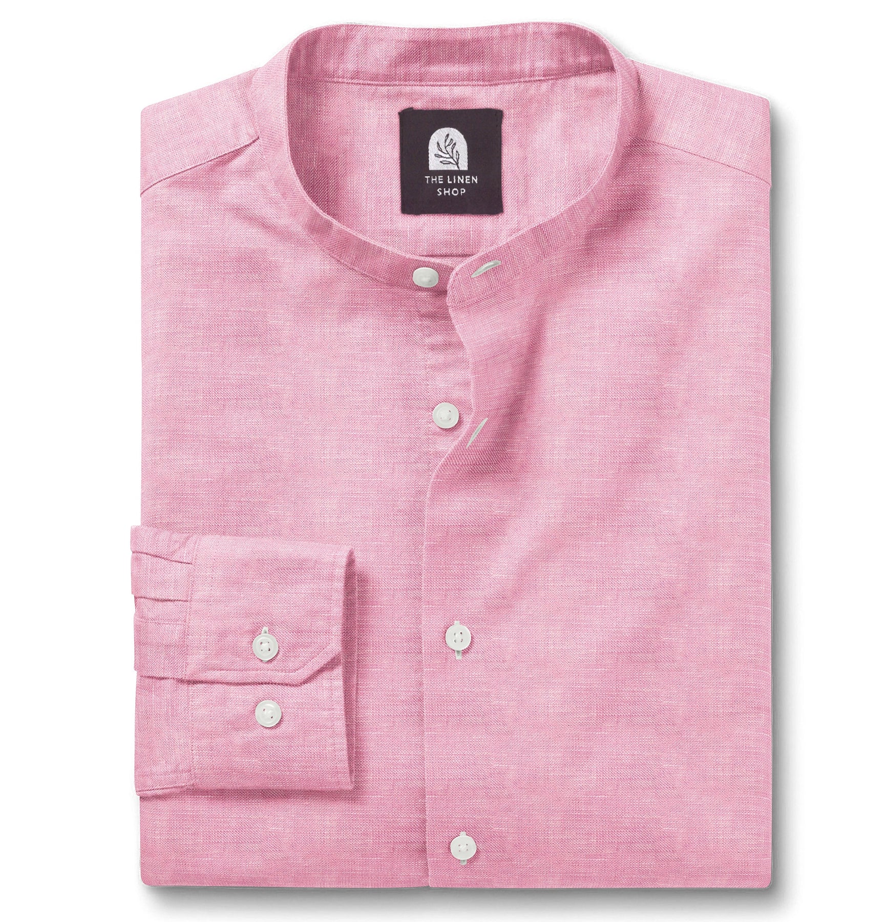 Airthreads Men s Shirt Linen Band Collar Pink Tailored Fit airthreads-men-s-shirt-linen-band-collar-pink-tailored-fit