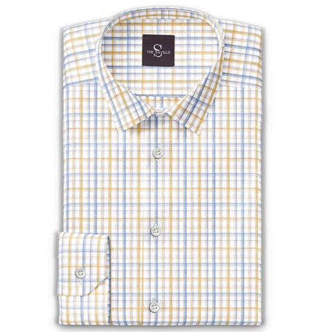 Wrinkle-free - Long Sleeve - Yellow and Blue Checks