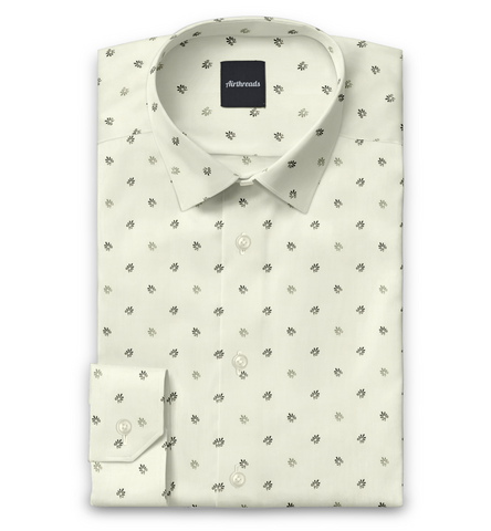 Long Sleeve Cotton Shirt - Cream Floral