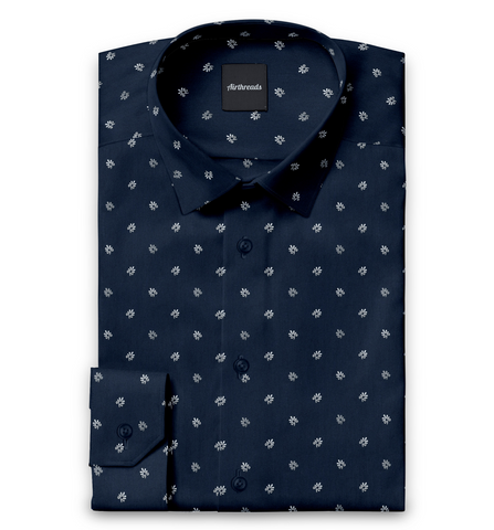 Long Sleeve Cotton Shirt - Navy Blue