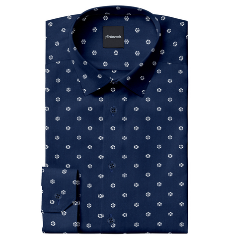 Pure Cotton- Long Sleeve Shirt - Navy Blue