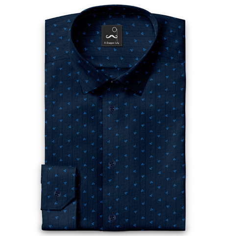 Pure Cotton - Long Sleeve - Navy with blue triangles