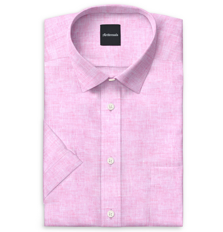 Short Sleeve Linen Shirt in Pink
