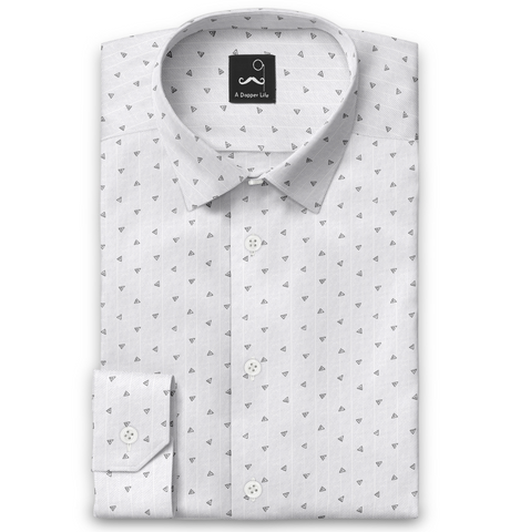 Pure Cotton - Long Sleeve - White with black triangles